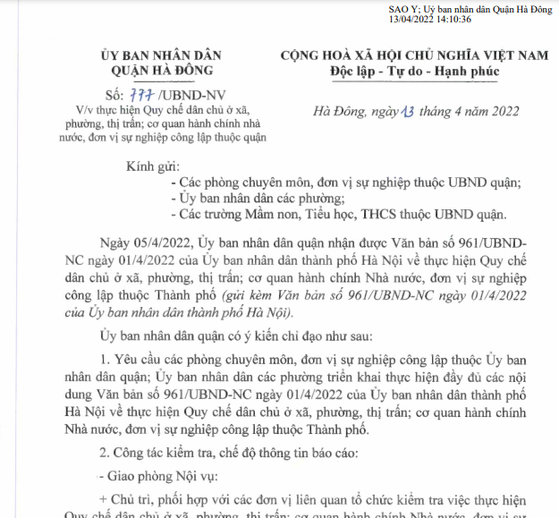 Hướng dẫn thực hiện quy chế dân chủ ở cơ sở